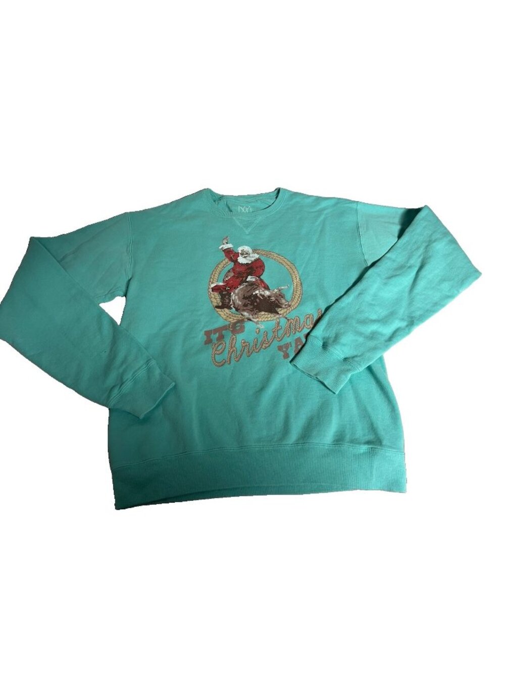 Mallory Ervin Sweatshirt Bull Riding Santa It's Christmas Y'all Living Fully